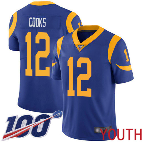Los Angeles Rams Limited Royal Blue Youth Brandin Cooks Alternate Jersey NFL Football #12 100th Season Vapor Untouchable->->Youth Jersey
